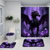 1/4 Double Dragon Head Print Shower Curtains, Toilet Seat Decoration, Shower Curtain with Carpet and Toilet Lid, 70.8x70.8 Inch