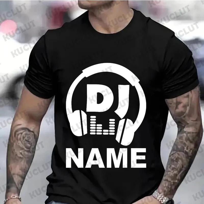 T Shirts for Men Personalized  DJ Shirt with Name Funny Disc T-shirts Custom DJ Tee Techno Music Lover Tee Shirts