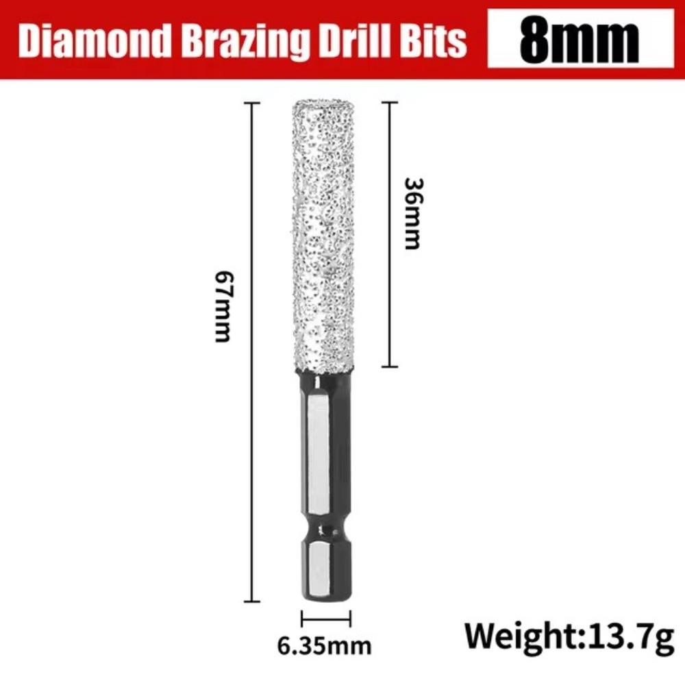 6/8/10/12mm Diamond Drill Bit Hexagonal Shank Ceramic Dry Ceramic Tile Hole Saw Granite Brazing Hole Opener