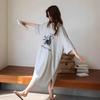 A New Laid-back Style T-shirt Dress with Split Print and A Large-sized Short-sleeved Skirt Imitating Cotton Milk Silk