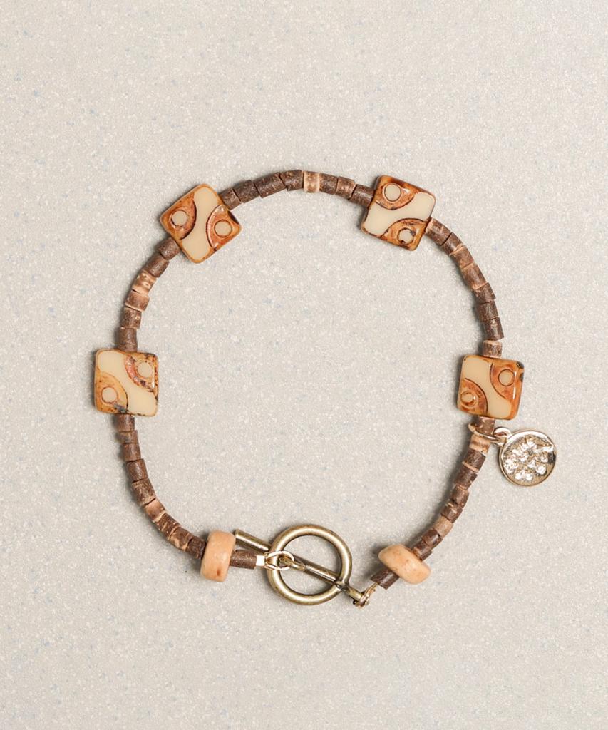 Towtow Archive 4 Square 8 Circle Bracelet Brown