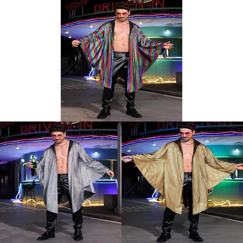 Halloween Hip Hop Sequin Cape Costume For Stage Performance Party