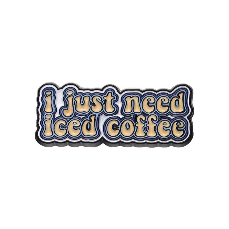 Eiskaffee Emaille Anstecknadel Kreativer Treibstoff Deja Brew Das Leben passiert Kaffee hilft Brosche Lustige Reversabzeichen Schmuck Geschenk für Kinder Freunde