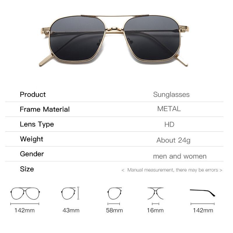 Luxury Metal Fashion Sunglasses for Women Trendy Vintage Square Sun Glasses Mirror Eyewear Brand Design