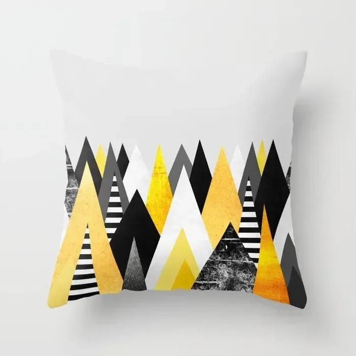 Yellow Orange Brown Abstract Art Cushion Covers Geometric Plants Sunrise Woman Portrait Painting Decoration Pillow Case 45x45cm