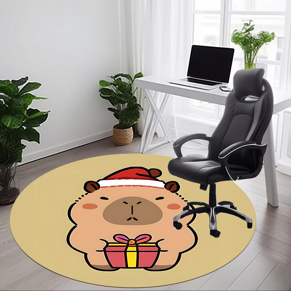 1pc Capybara Gift Chair Carpet for Office, Soft Flannel Throw Mat, Perfect for Office, Holiday Party Decoration Choice Yy260209039