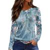 3D Floralmuster Druck T-Shirts Rundhals Retro Elegant Langärmlig Mode Lässig Damen T-Shirts