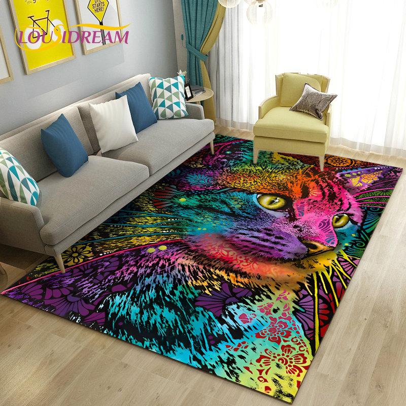 3D Cartoon Schattige Kat Vloerkleed, Tapijt voor Woonkamer Slaapkamer Bank Deurmat Keuken Decoratie, Kinder Speelmat Antislip