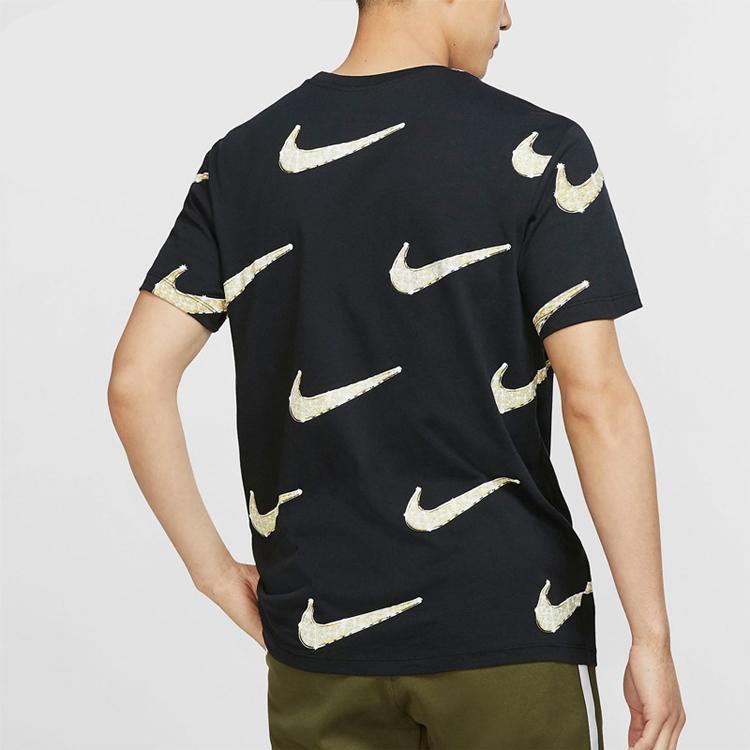 Nike חולצת טי קצרה עם הדפס לוגו לבגדי ספורט לגברים שחור BQ0634-010