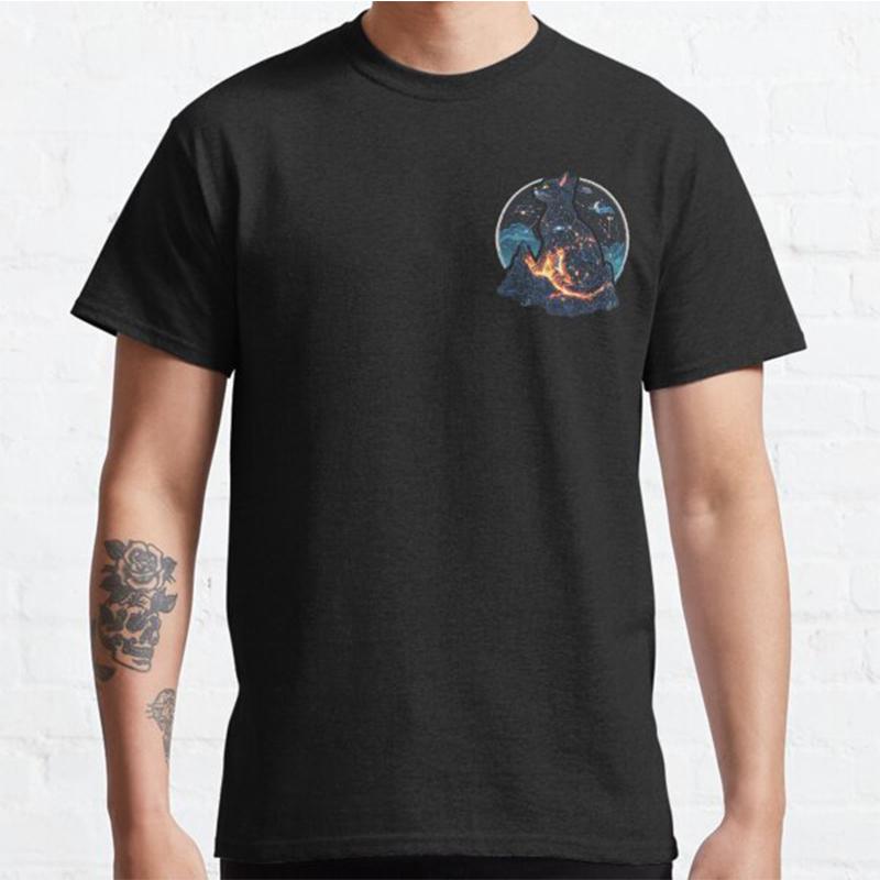 Plus Size S-3XL Celestial Cat The Cosmic Guardian Printed T-shirt Men's Tops Fashion Clothes Tees