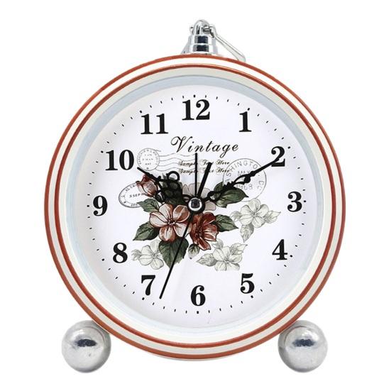 Vintage Metal Analog Alarm Clock Large Display Non-Ticking Silent Battery Operated Bedroom Retro Desk Quartz Clock Children Students Birthday Gift