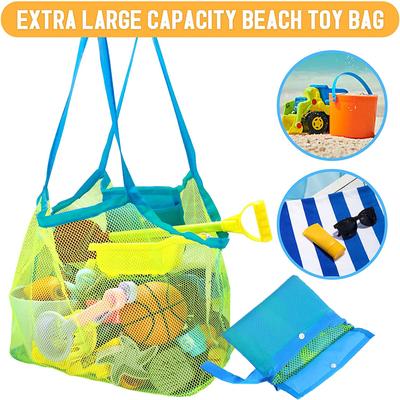 Outdoor Beach Mesh Bag Children Sand Away Foldable Portable Kids Beach Toys Clothes Towel Bag Toy Storage Sundries Organiser Bag