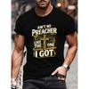 European Size Golden Retro Text Paired with Cross Scroll Pattern Print, Religious Theme Creativity, Fashionable and Versatile Daily Top,