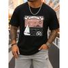 T-shirt Nautique pour Homme - T-shirt Respirant à Manches Courtes et Col Rond avec Légère Extensibilité, Convient pour les Activités Estivales en Plein Air, Tenue Décontractée et Navigation