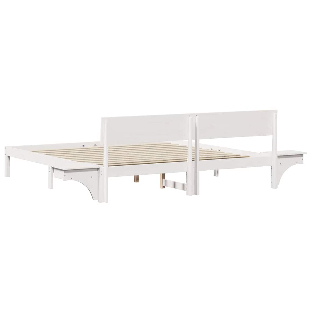 Bed Frame with Headboard White 180 X 200 Cm Solid Pine Wood