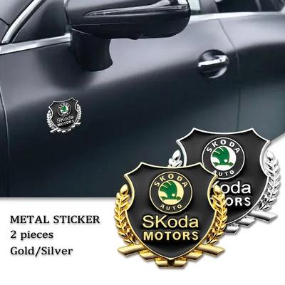 3D Metal Car Wheat Ear Sticker Motorcycle Decal Side Emblem Decoration For SKODA Fabia Octavia Kodiaq Superb Karoq Octavia