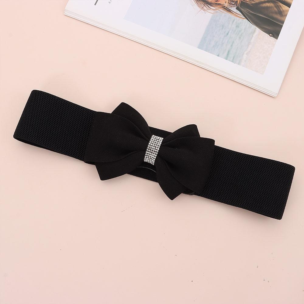 Plus Size Women's Elastic Wide Belt Adjustable Buckle Rhinestone Stretch Belt  for Dress Jeans