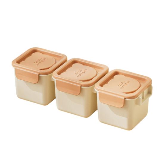 3Pcs Ice Cube Box with Sealed Lid Mini Square Ice Tray for Odor-Free Storage Multi-Purpose Food Grade PP Ice Maker Kitchen Accessory