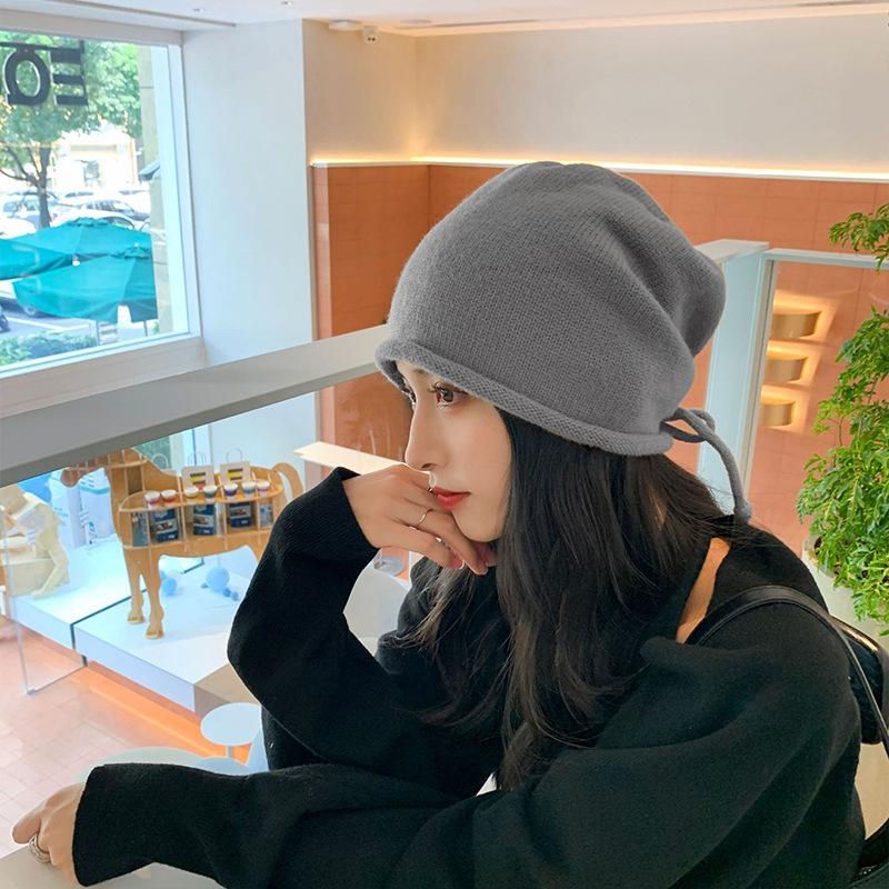 Autumn and Winter Pile Hat Japanese Style Black All Match Woolen Big Head Circumference Baotou Confinement Cold Hat Men's Trend