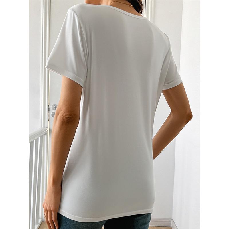 Europäische Größe Damen Weiß Eng Anliegendes Rundhals-T-Shirt, Kombiniert Mit Einem Einzigartigen Hut Und Rotlippen-Porträt-Print - Atmungsaktiv