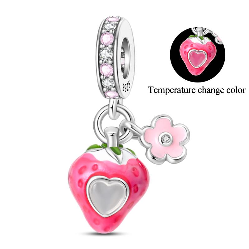 925 Silver Color Strawberry Cherry Avocado Fruit Charms Beads Fit Qikaola 925 Bracelets Fine DIY Birthday Jewelry