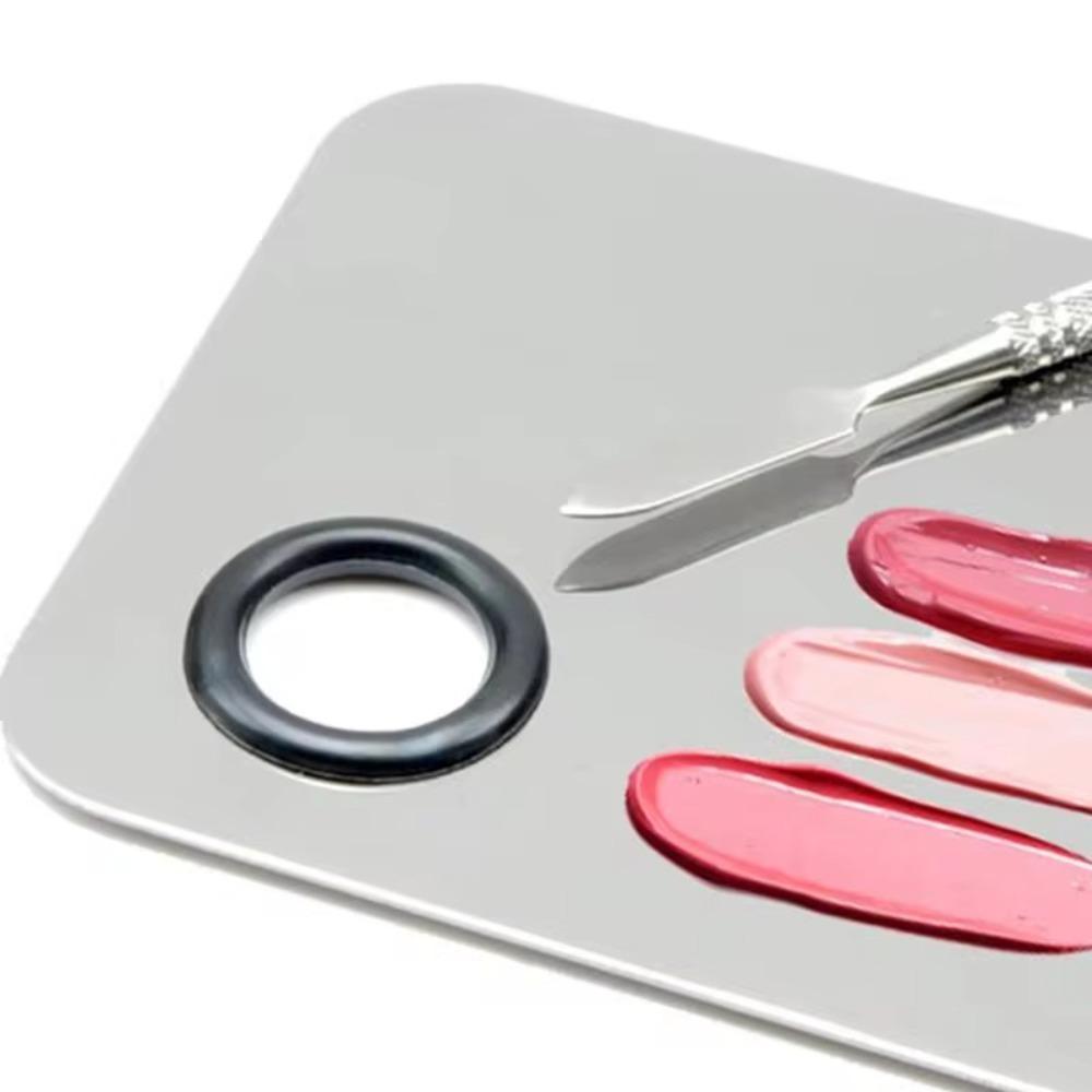 Stainless Steel Nail Art Polish Mixing Plate With Spatula Rod Liquid Foundation  Mixing Tray