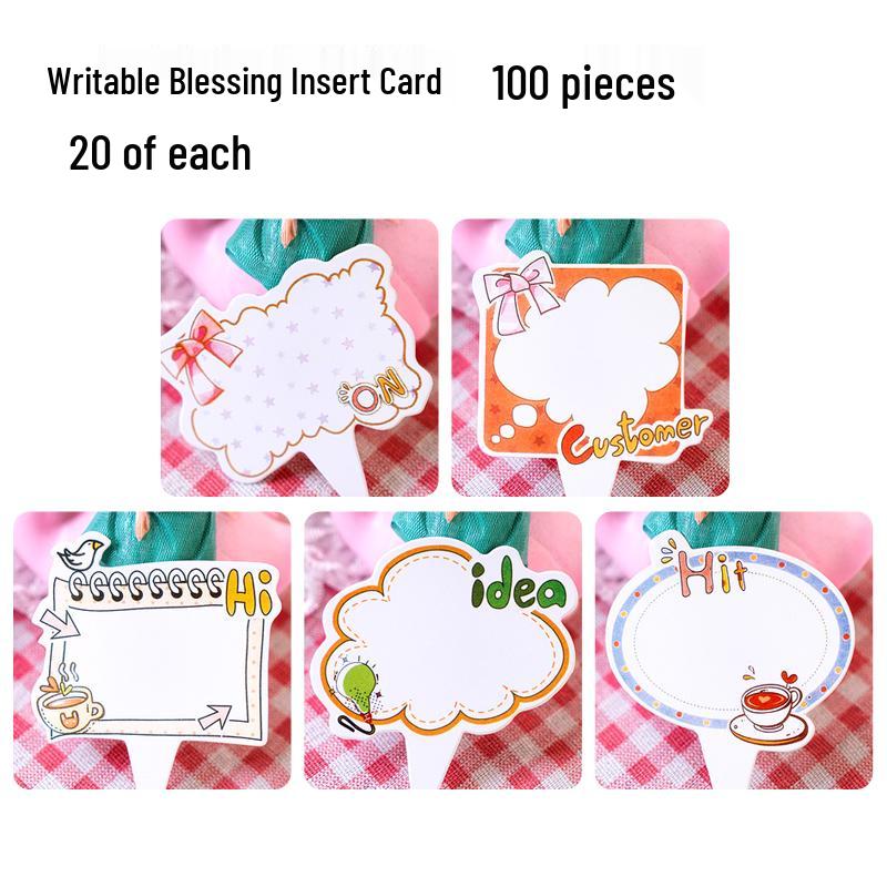 100-Piece Happy Birthday Cake & Dessert Insert Cards for Blessings & Writing