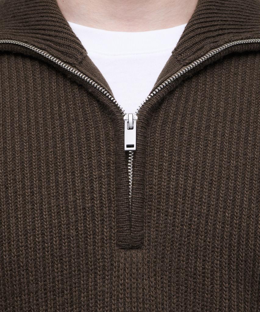 MUSINSA STANDARD Relaxed Ribbed Half Zip Knit [Brown]