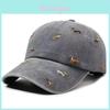 Dog Embroidered Denim Baseball Cap With Sun Protection For Street Style Fall