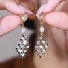 Elegant Black & White Hollow Diamond Earrings - High-End Autumn/Winter Collection