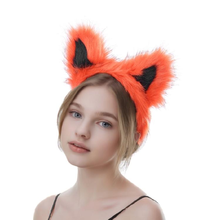 Sztuczne Futra Koty Lisy Uszy Opaska na Głowę dla Kobiet Halloween Cosplay Kostium Akcesoria do Włosów Futrzane Zwierzęce Uszy Obręcz do Włosów