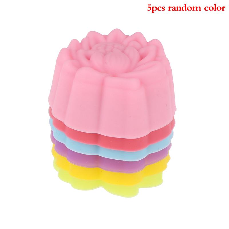 Lot de 5 moules en silicone antiadhésifs et réutilisables en forme de lotus (3/5 cm)
