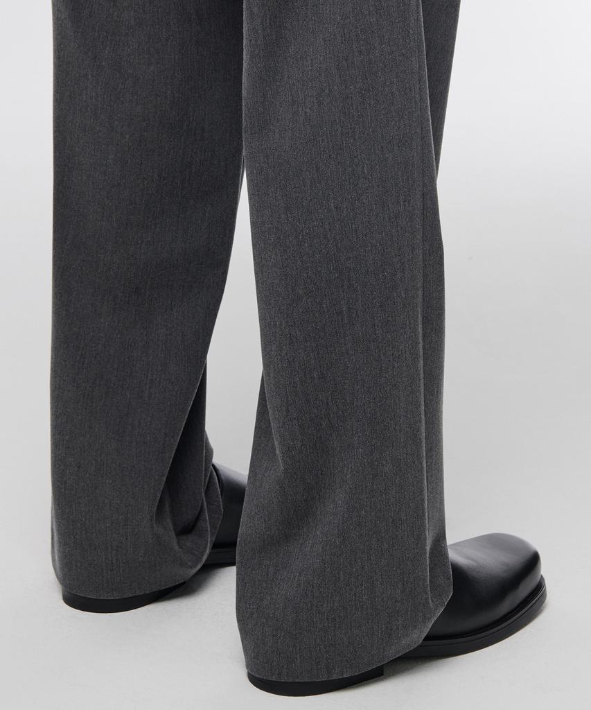Musinsa Standard One-Pleat Wide Elastic Waist Slacks [Medium Gray]