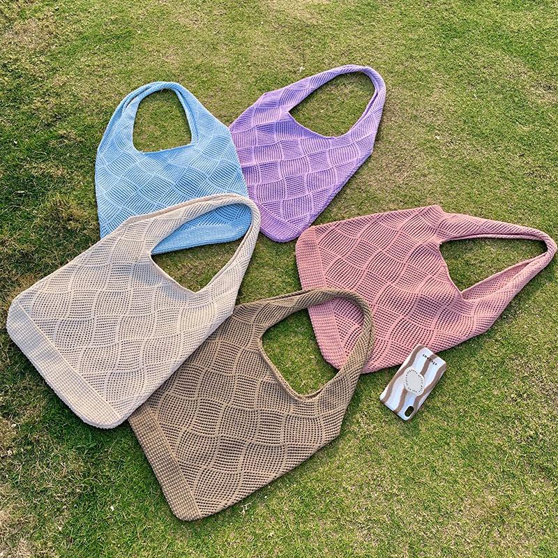 Yogodlns Designer Knitted Handbags Female Large Capacity Totes Women's Pack Summer Beach Bag Big Purses Casual Hollow Woven Shoulder Bags