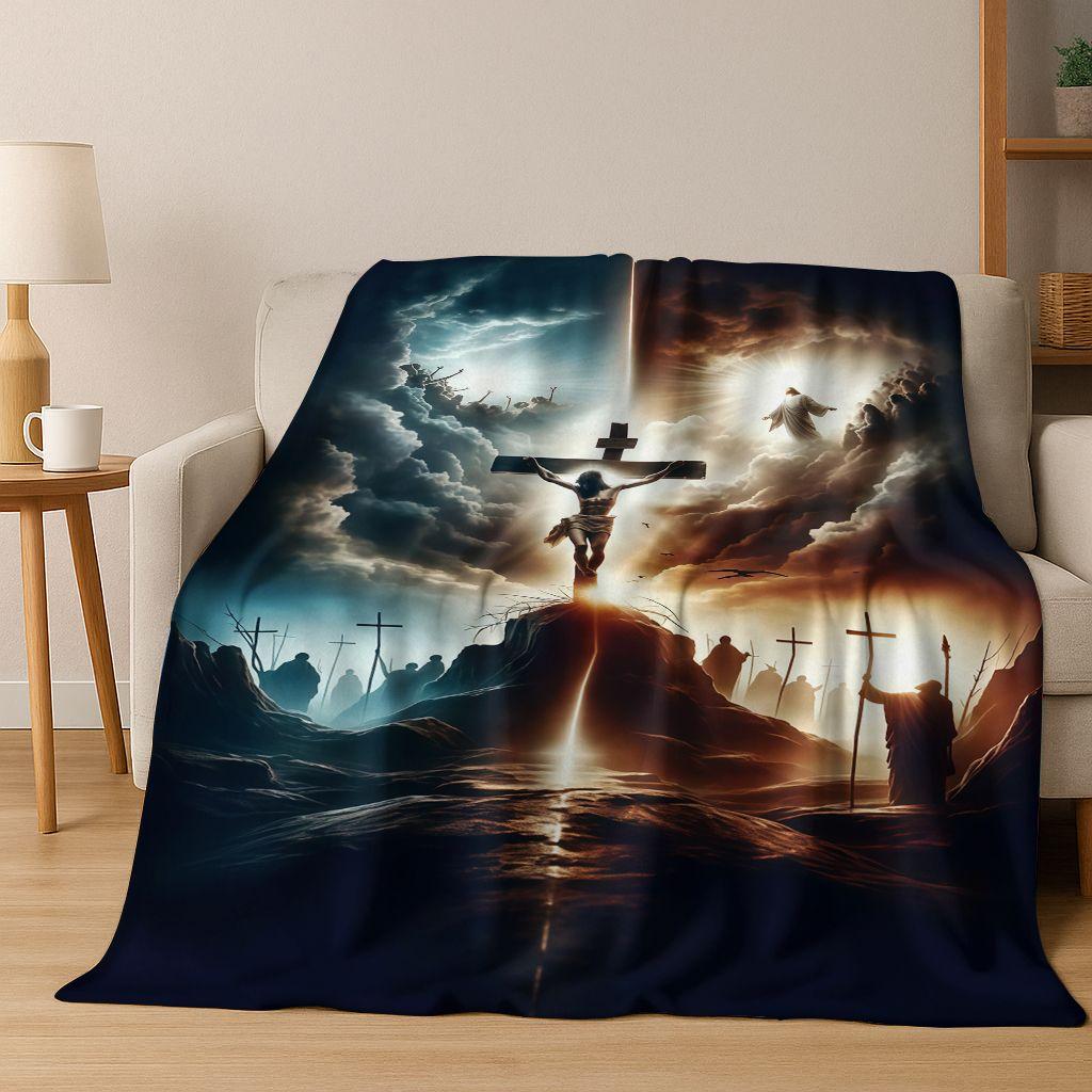 26 Style Faith Virgin Mary Jesus Blessed Flannel Blanket,Cozy Soft Throw Blanket for Home Bedroom Bed Sofa Picnic Cover Gift Kid