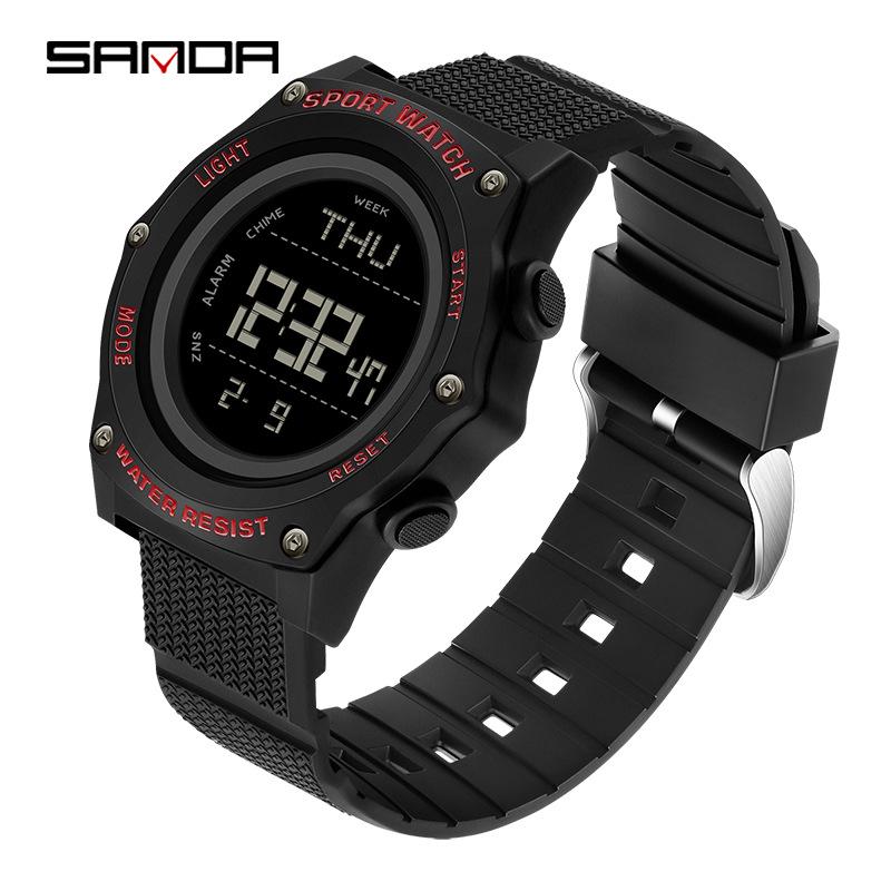 Sanda Unisex Sporty Waterproof Multifunction Electronic Watch for Teens and Students