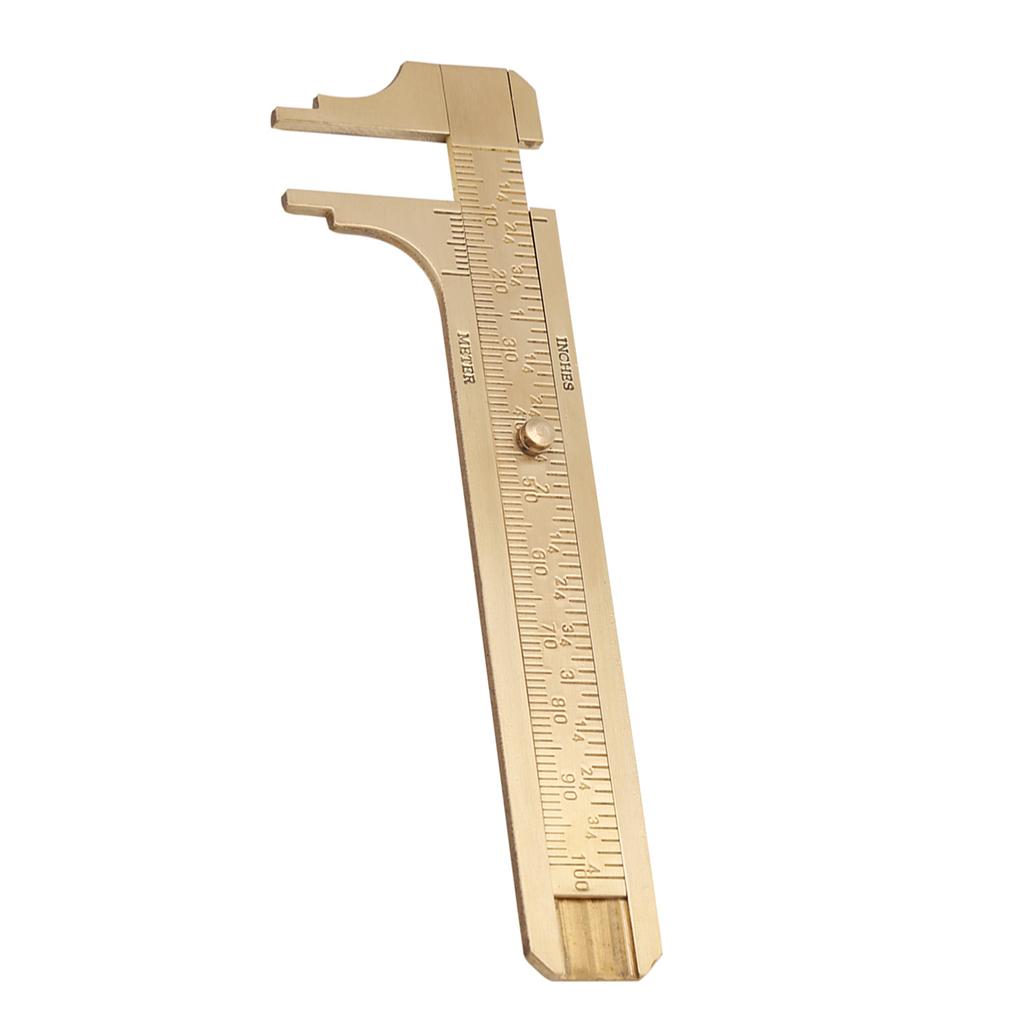 1pc Brass Sliding Gauge Vernier Caliper Ruler Measuring Tool Double Scales Mminch (100mm)