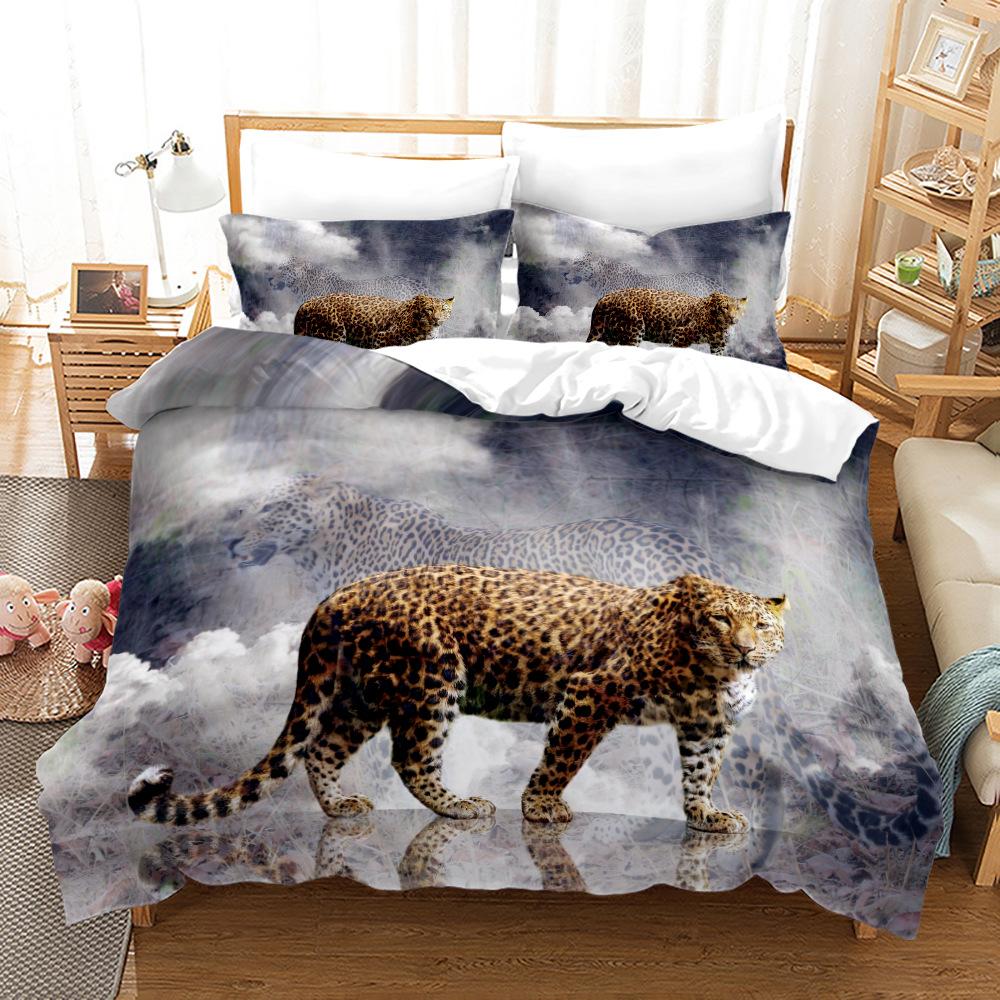 Leopard Duvet Cover King Queen Size Brown Cheetah Bedding Set For Kids Teens Adults Wild Animal 2/3pcs Polyester Comforter Cover