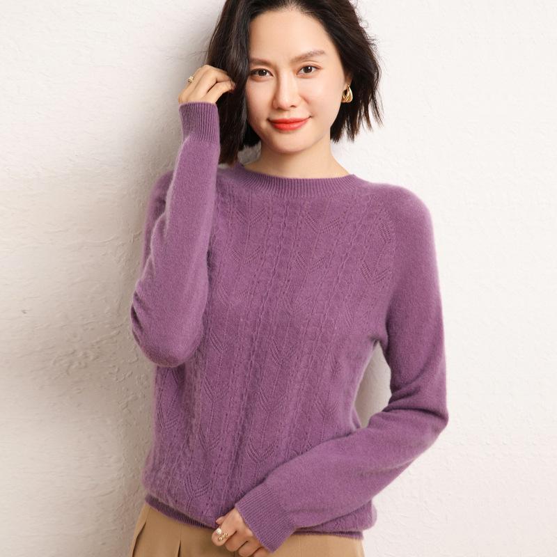 Dam Höst- och Vinterstil Första linjens Ready-to-wear Kashmirstickad Bas-skjorta Mjuk och Smidig Varm Pullovertröja