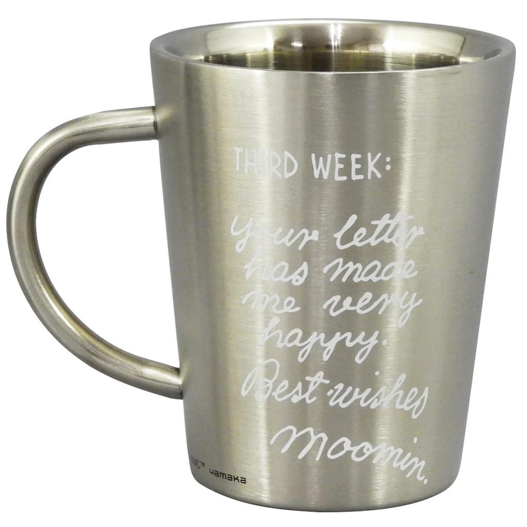 MOOMIN Edelstahlbecher Doppelwandig 360ml Buchstabe Moomin Zubehör Skandinavischer Tag Geschenk Geschirr Geschenk Hochzeitsgeschenk Yamaka Shoten Ca.