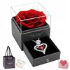 Silver Women' Necklace Chain Heart Rose Pendant Gift