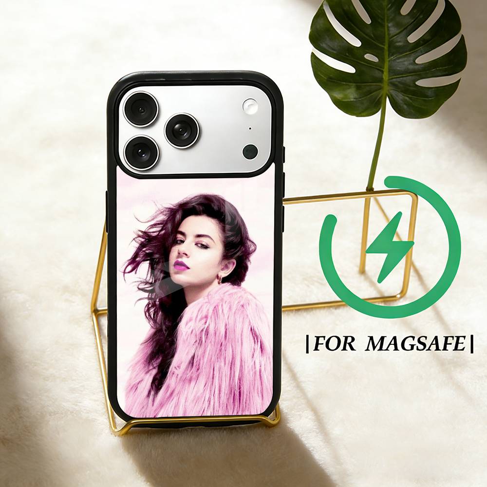 Singer C-Charli Xcx Phone Case For iPhone 17 16 15 14 13 12 Pro Max Plus for Magsafe Mirror Wireless Magnetic Cover