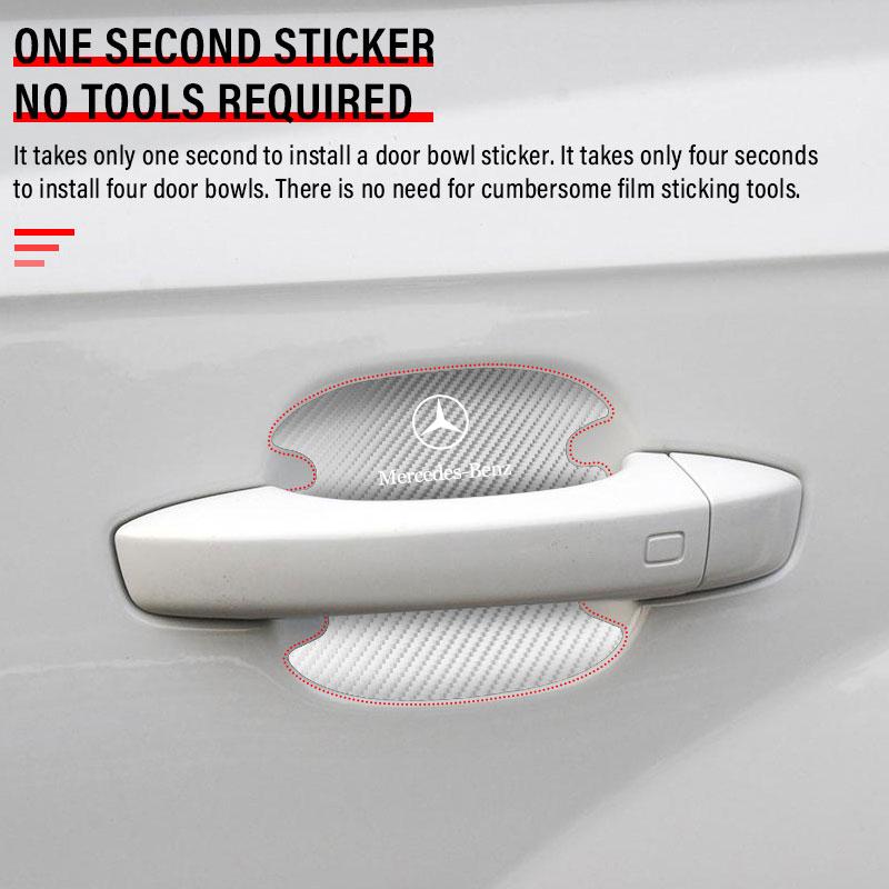 4 Stück Autoaufkleber Kratzschutz Autotürgriff Kohlefaser Schutz für Mercedes-Benz C500 C200 C300 A B C E GLA CLA GLK GL ML GLE V177 W247 W176