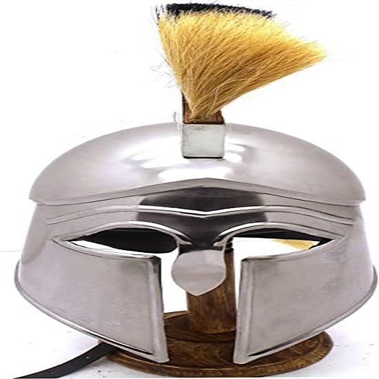 Mittelalterlicher Kriegerhelm mit Federbusch aus 18 Gauge-Stahl, tragbar für Erwachsene