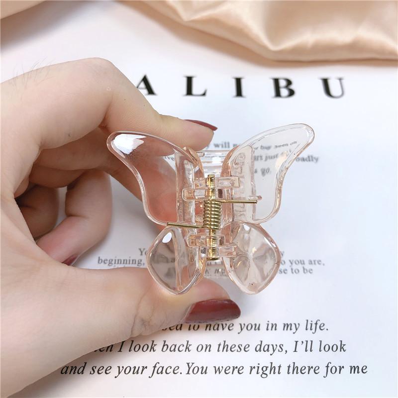 Fashion Korean Colored Matte Clear Butterfly Hair Clips Women's Small Hair Claws Elegant Shark Clips Headwear Hair Accessories