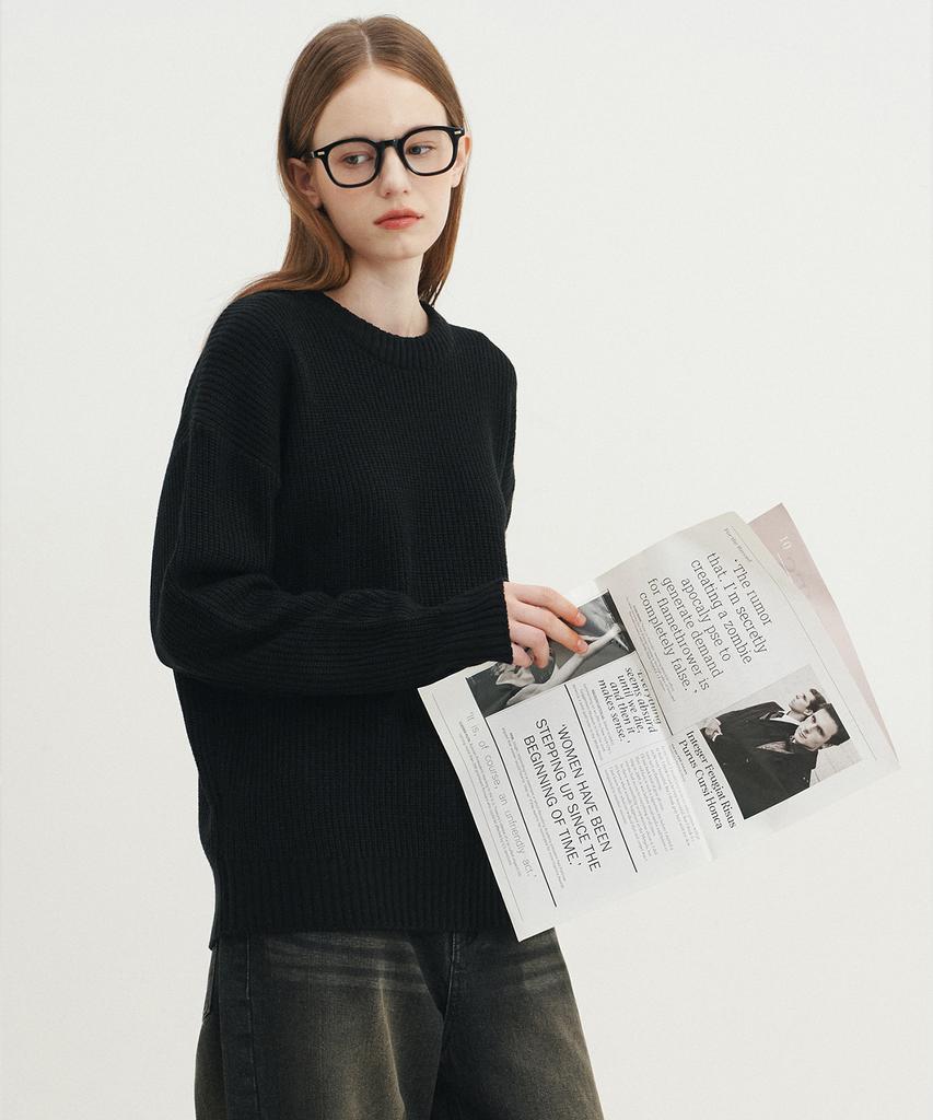 BLOND9 Alpha Crew Neck Round Knit_Black