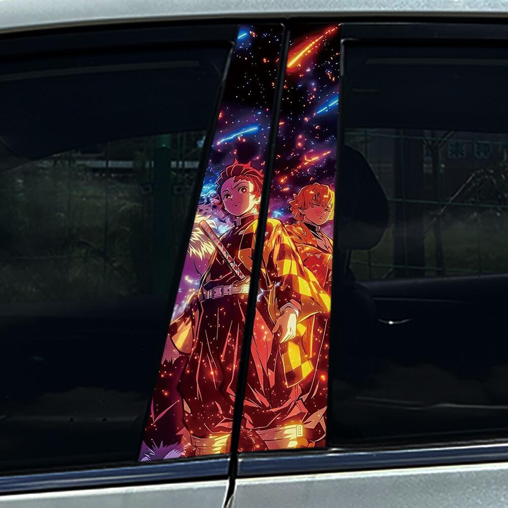 1/2X Demon Anime Boy Car Center Pillar Sticker B Pillar Protective Film Decoration