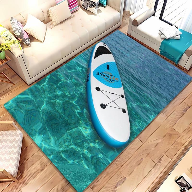 Surfboard Theme 3D Printing Large Area Carpet for Home Living Room Childrens Bedroom Mat Sofa Doormat Floor Rug Anti-slip Decor