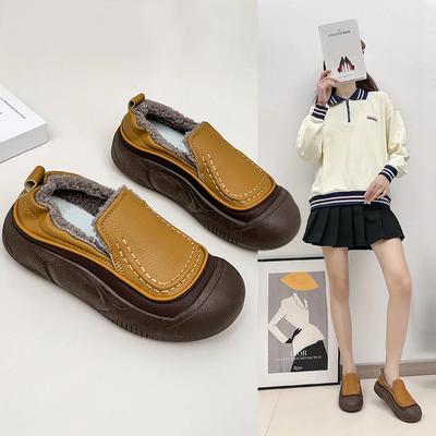 Autumn and Winter Cotton Shoes 2024 New Plush and Warm Soft Sole Casual Lefu Shoes