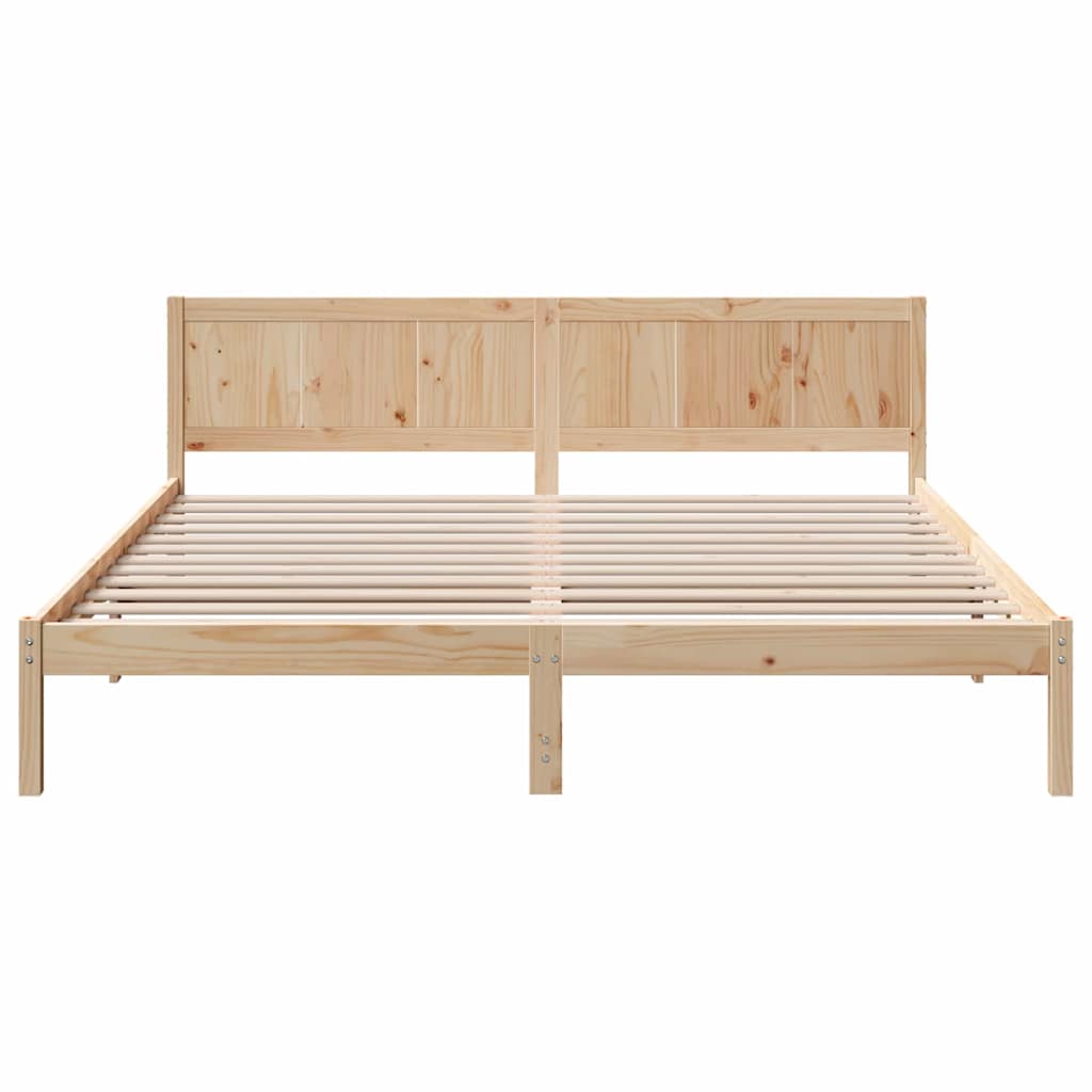 Brown Bed Frame 180 X 200 Cm Solid Pine Wood